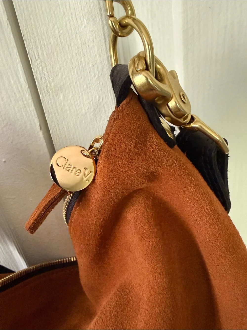 Clare V brown suede moyan messenger